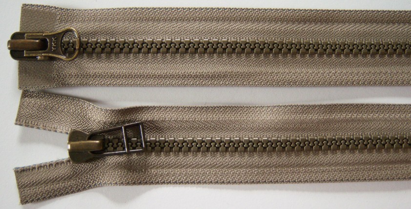 Tan YKK 22" Vislon Separating Parka Zipper