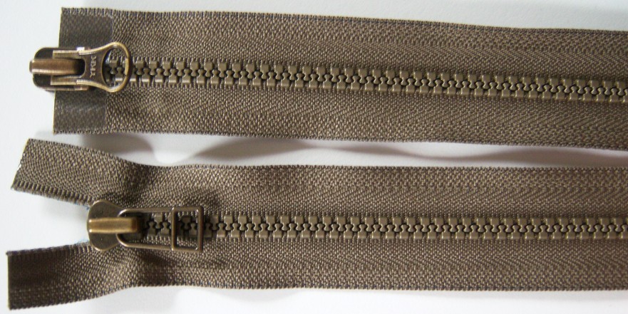 Taupe YKK 20" Vislon Separating Zipper
