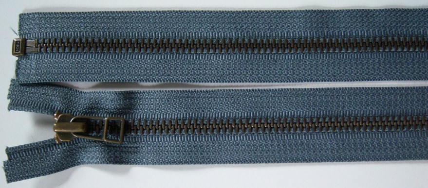 Steel Grey YKK 21" Metal Separating Zipper