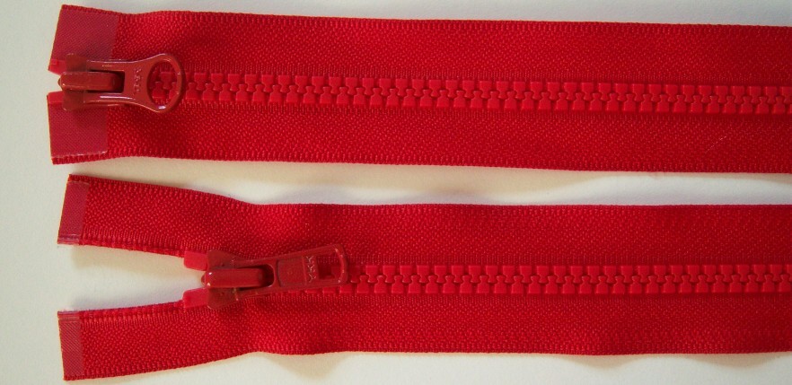 Hot Red YKK 28" Vislon Parka Separating Zipper