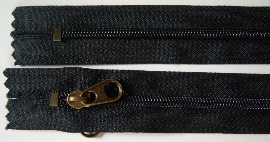 Black Reversible YKK 16" Coil Closed Bottom Zipper