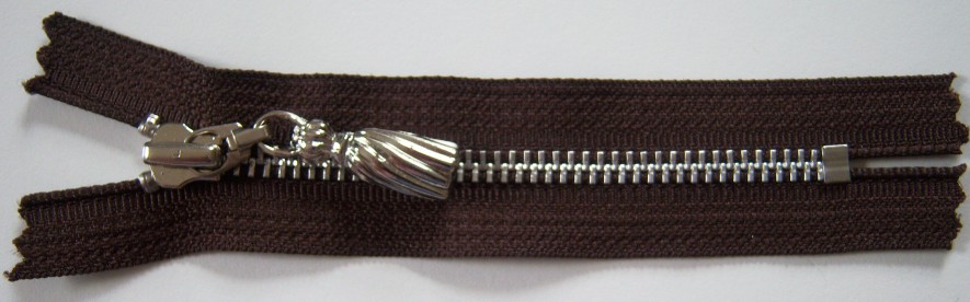 Brown YKK 4.75" Metal Tassle Zipper