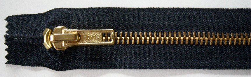 Black 5.75" Gold Metal Zipper