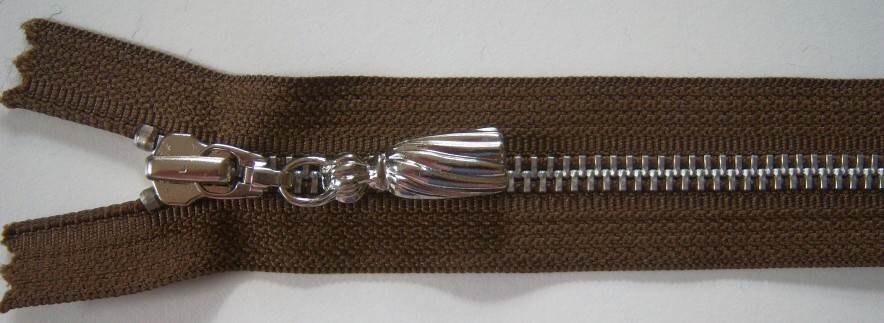 Brown YKK 6" Metal Tassel Zipper