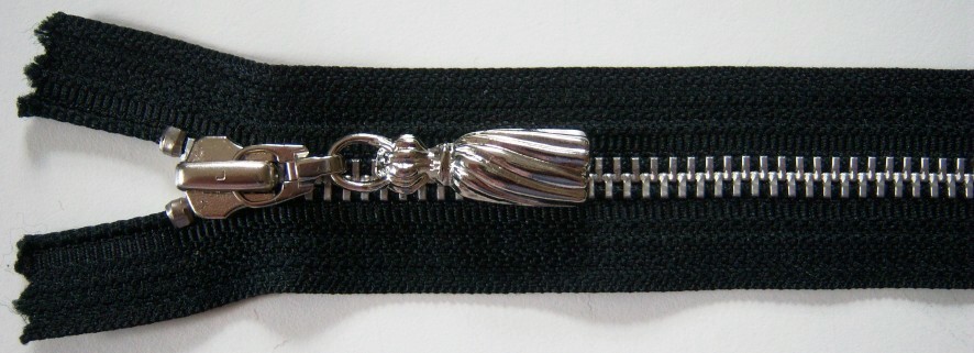 Black YKK 6" Metal Tassel Zipper