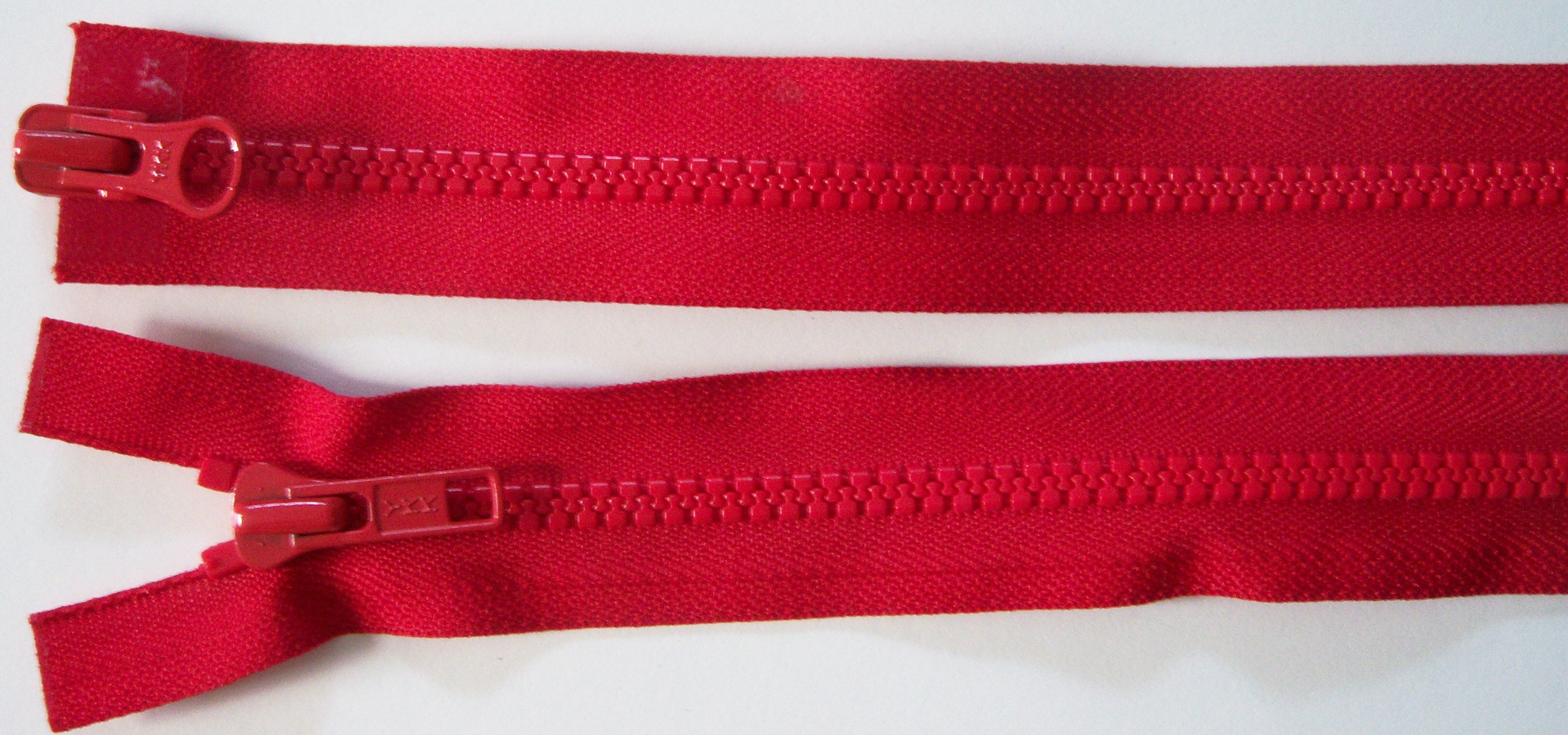 Red YKK 28" Vislon Parka Separating Zipper
