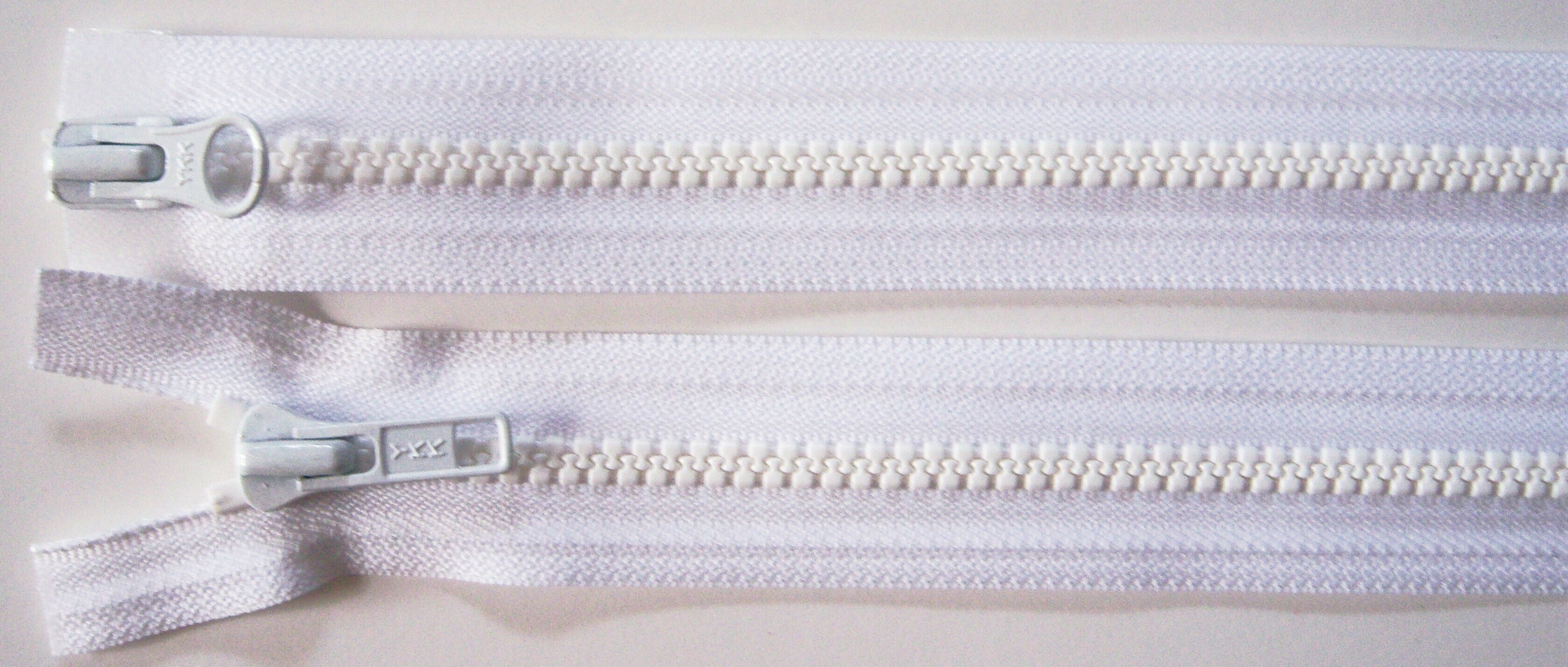 White YKK Parka 32" Vislon Separating Zipper