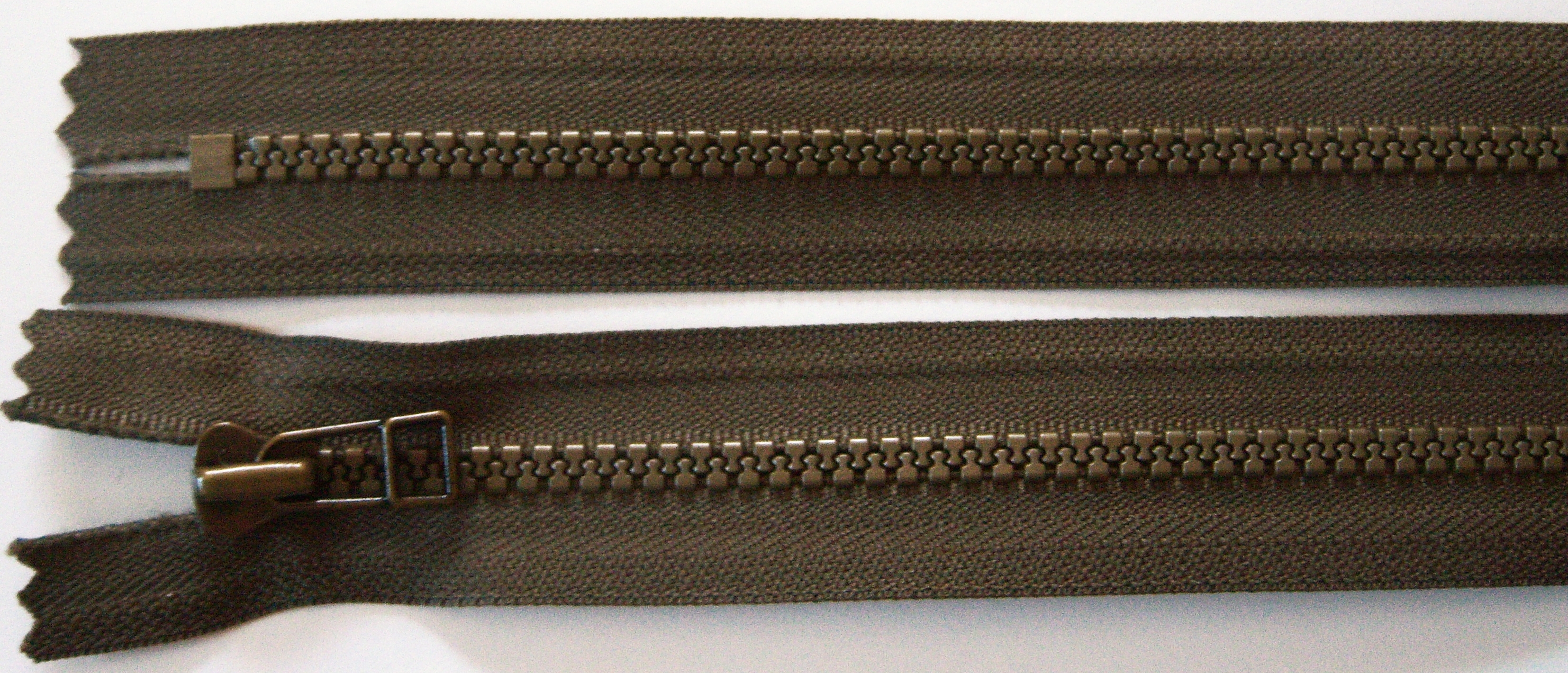 Olive Brown YKK 14" Vislon Zipper