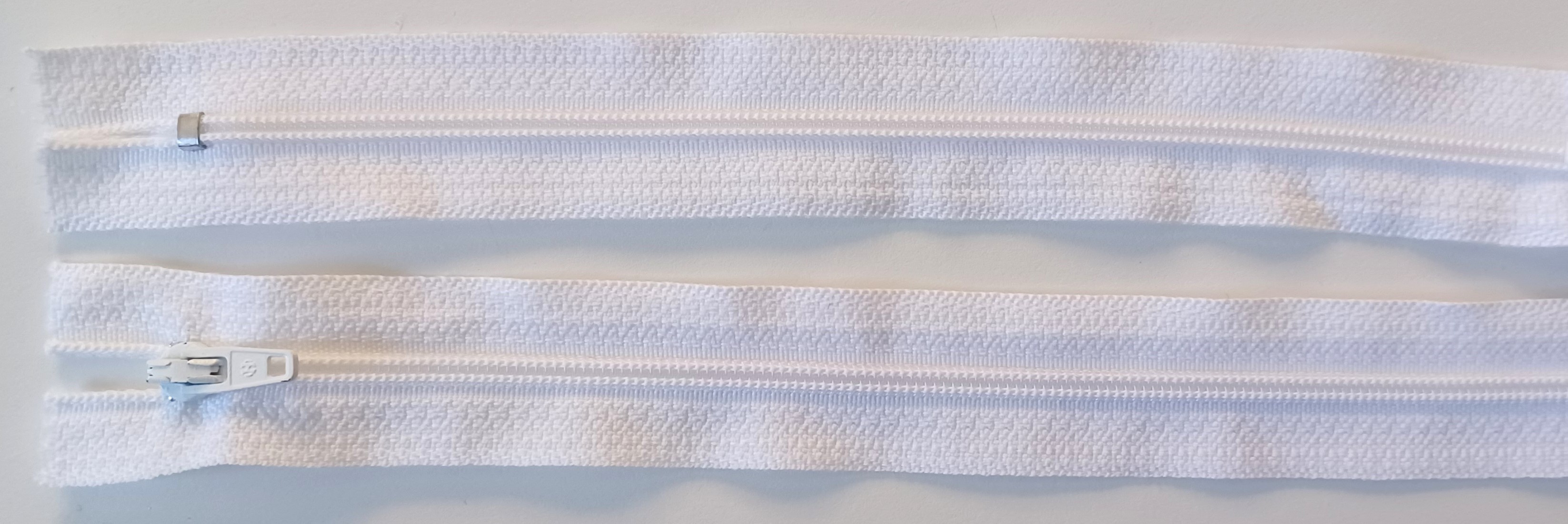 Imported 8" White Nylon Coil Zipper