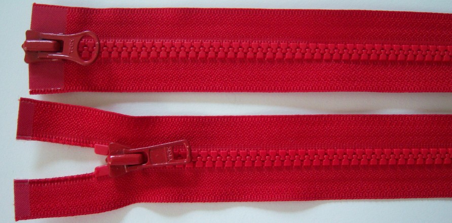 Hot Red YKK 29" Vislon Parka Separating Zipper