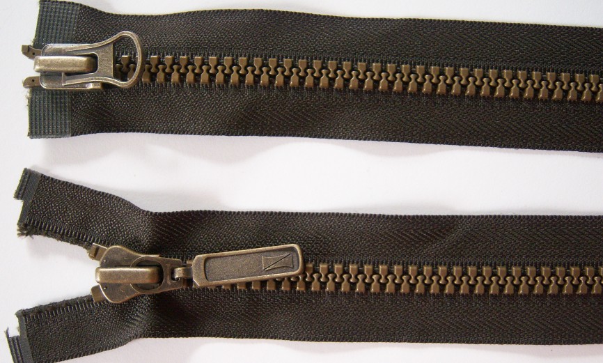 Olive Brown Dulon 28" Vislon Parka Separating Zipper