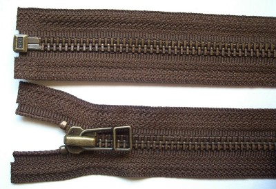 Brown YKK 19" Metal Separating Zipper