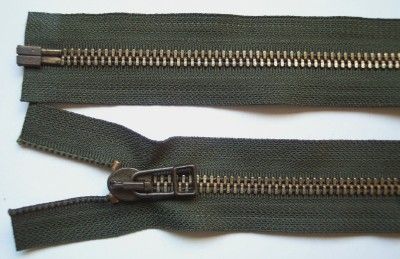 Olive Drab YKK 21" Metal Separating Zipper