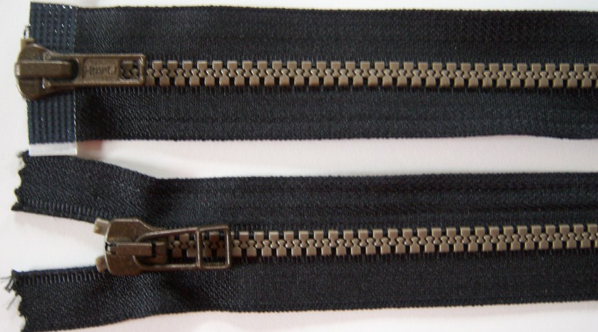 Black YKK 25" Vislon Parka Separating Zipper