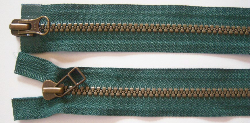 Blue Green YKK 27" Vislon Parka Separating Zipper