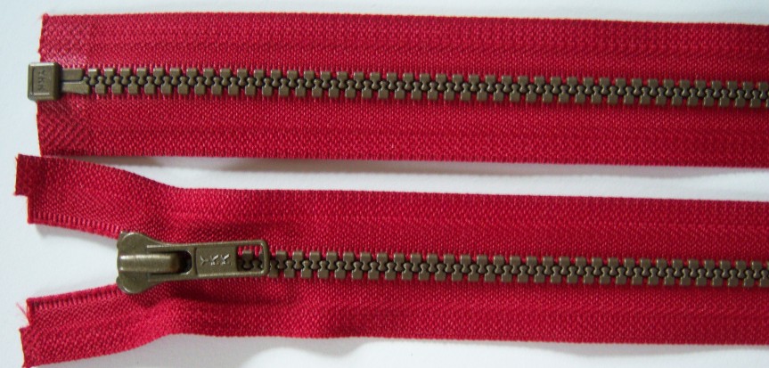 Red YKK 26" Vislon Separating Zipper