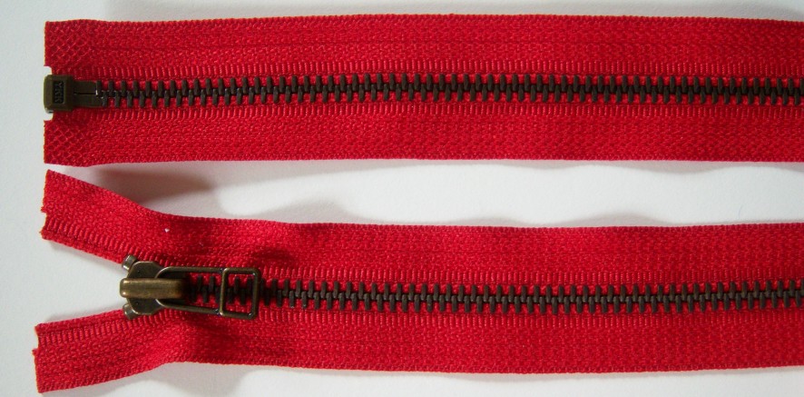 Scarlet Red YKK 23" Metal Separating Zipper