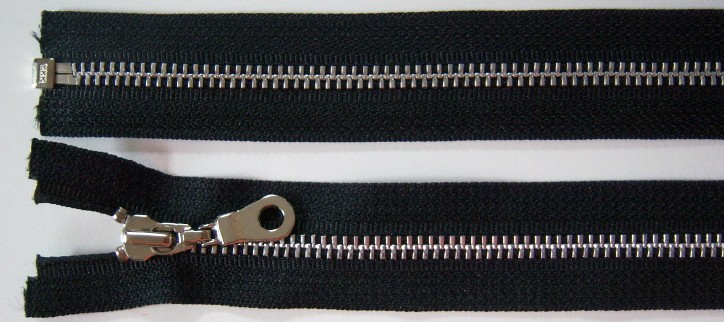 Black YKK 25" Metal Separating Zipper