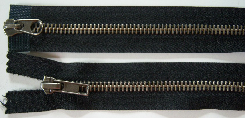Black YKK 25" Nickel Metal Parka Separating Zipper