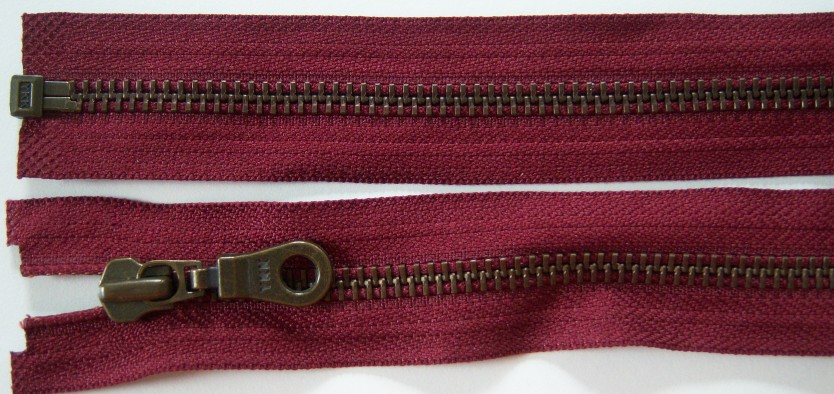Cranberry YKK 25" Metal Separating Zipper
