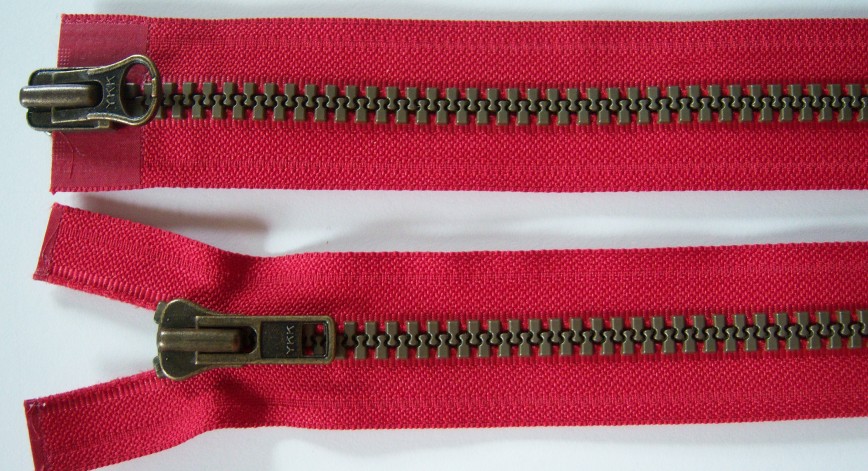 Red YKK 24" Vislon Separating Parka Zipper