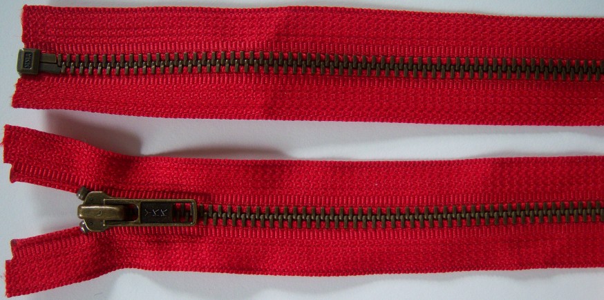 Hot Red YKK 21" Metal Separating Zipper