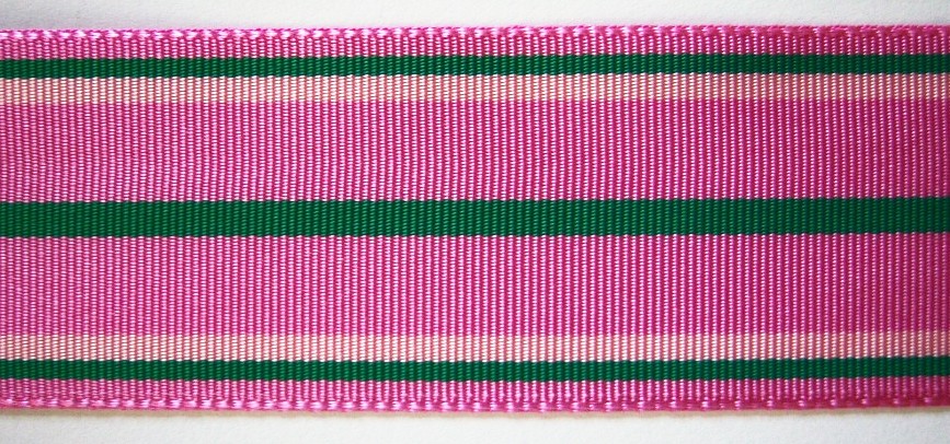Hot Pink/Dk Green Stripe 1 1/2" Ribbon