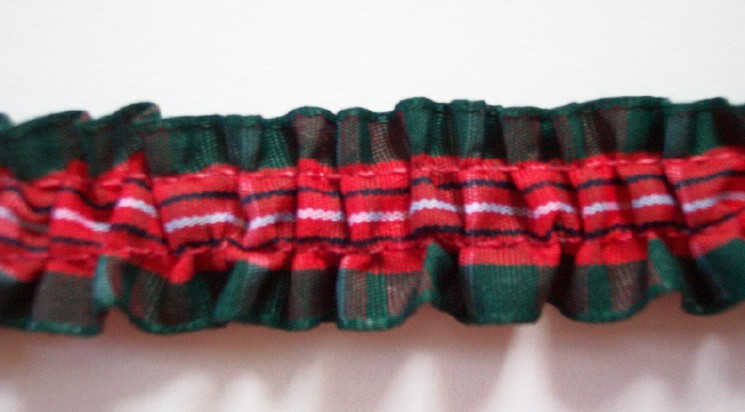 Red/Green 1" Pleated Grosgrain Ribbon