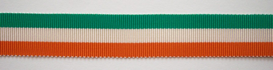 Orange/Beige/Green 11/16" Acetate Ribbon