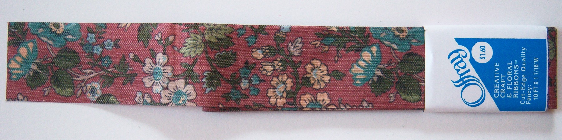 Offray Mauve Floral 1 7/16" Ribbon