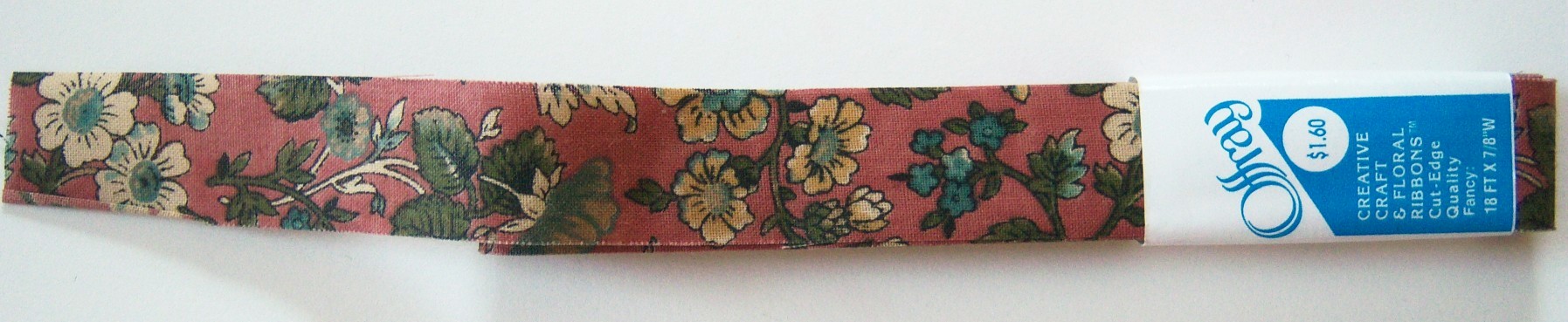 Offray Mauve Floral 7/8" Ribbon