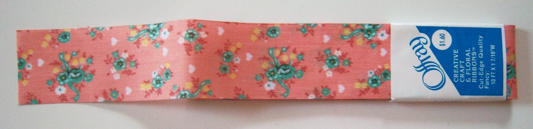 Offray Peach Floral 1 7/16" Ribbon
