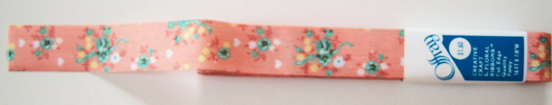 Offray Peach Floral 7/8" Ribbon